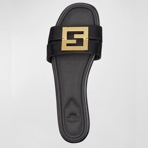 NWOB Fendi FFold Leather Flat Sandals in Black